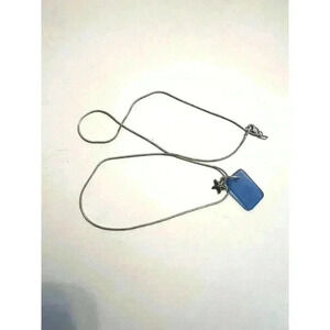 Blue Seaglass Silver Chain Necklace
